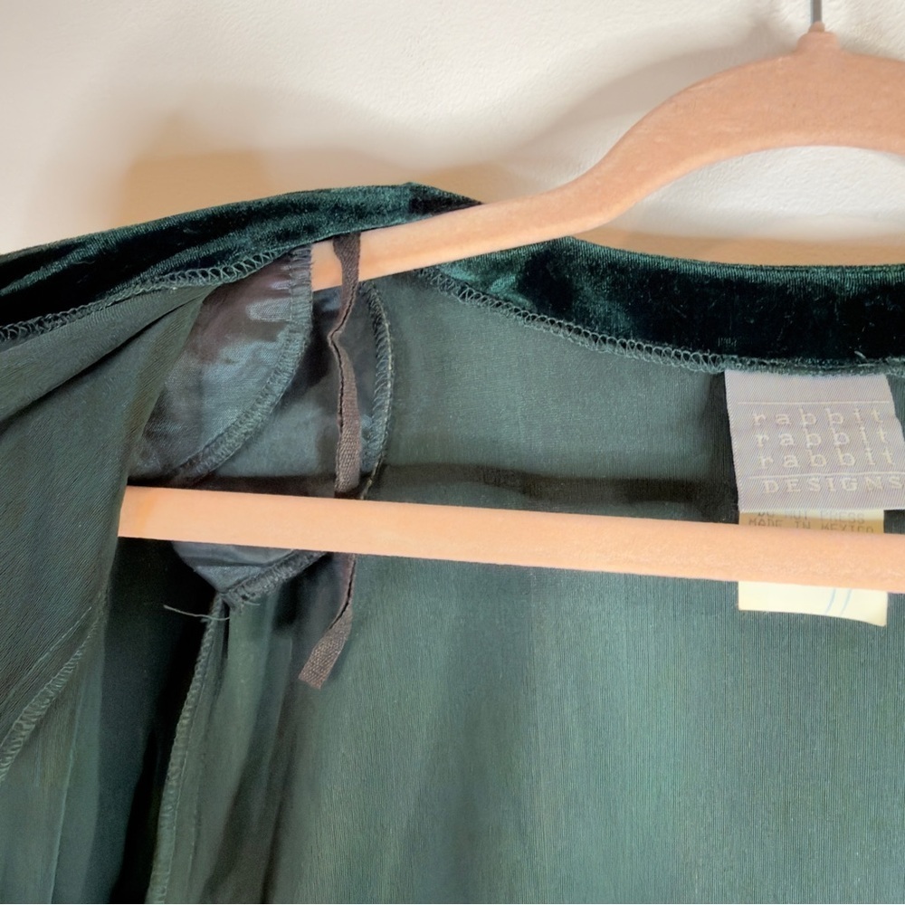 Vintage 90s Rabbit Rabbit Designs Dark Green Velvet - 12M NWT - Picture 9 of 12